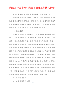 党支部“五个好”党支部创建工作情况报告