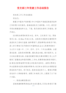 党支部三年党建工作总结报告