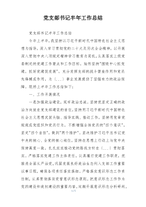 党支部书记半年工作总结