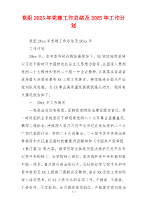 党组2026年党建工作总结及2026年工作计划