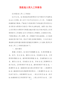 党组选人用人工作报告