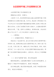 全县营商环境工作进展情况汇报