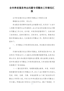 全市养老服务突出问题专项整治工作情况汇报