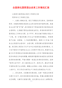 全面深化国资国企改革工作情况汇报