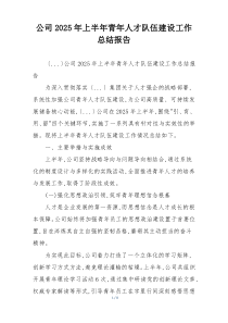 公司2026年上半年青年人才队伍建设工作总结报告