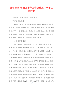 公司2026年度上半年工作总结及下半年工作打算