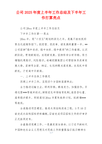 公司2026年度上半年工作总结及下半年工作打算亮点
