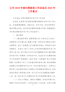 公司2026年度扫黑除恶工作总结及2026年工作重点