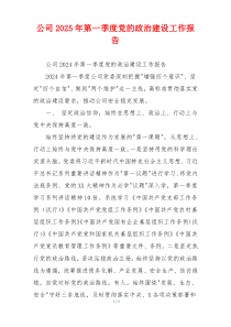 公司2026年第一季度党的政治建设工作报告
