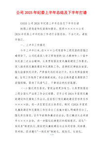 公司2026年纪委上半年总结及下半年打谱