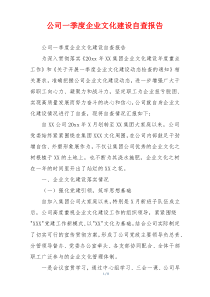 公司一季度企业文化建设自查报告