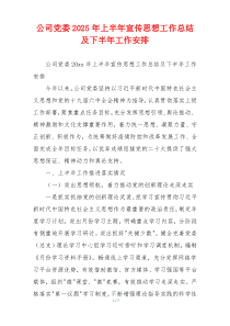 公司党委2026年上半年宣传思想工作总结及下半年工作安排