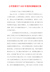 公司党委关于2026年党的纪律建设汇报