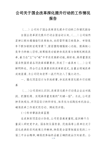 公司关于国企改革深化提升行动的工作情况报告
