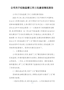 公司关于纪检监察工作三化建设情况报告
