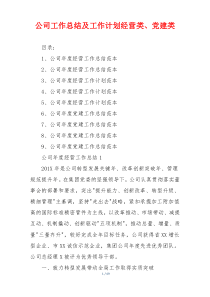公司工作总结及工作计划经营类、党建类