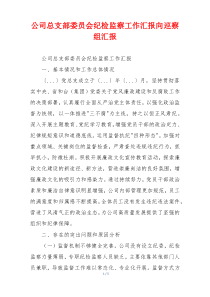 公司总支部委员会纪检监察工作汇报向巡察组汇报