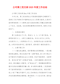 公司第三党支部2026年度工作总结