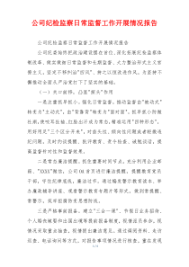 公司纪检监察日常监督工作开展情况报告