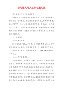 公司选人用人工作专题汇报