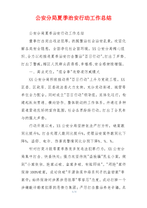 公安分局夏季治安行动工作总结