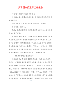 共青团市委五年工作报告