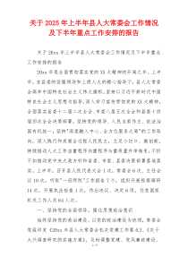 关于2026年上半年县人大常委会工作情况及下半年重点工作安排的报告