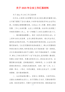 关于2026年公安工作汇报材料