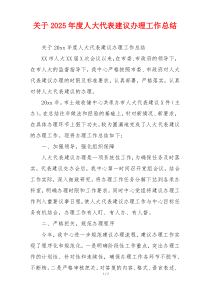 关于2026年度人大代表建议办理工作总结