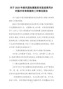 关于2026年度巩固拓展脱贫攻坚成果同乡村振兴有效衔接的工作情况报告