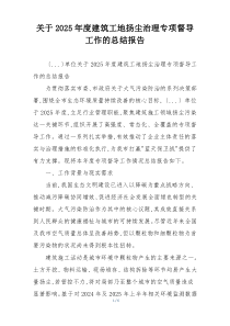 关于2026年度建筑工地扬尘治理专项督导工作的总结报告