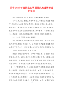 关于2026年度民生实事项目实施进展情况的报告