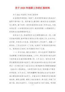 关于2026年挂职工作的汇报材料