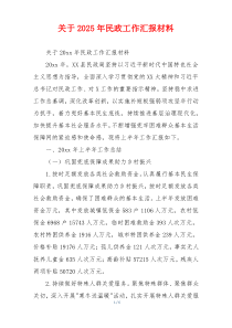 关于2026年民政工作汇报材料
