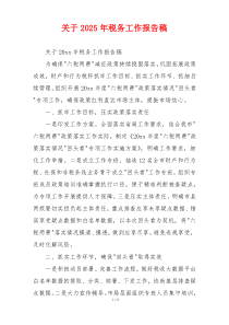 关于2026年税务工作报告稿