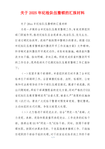 关于2026年纪检队伍整顿的汇报材料