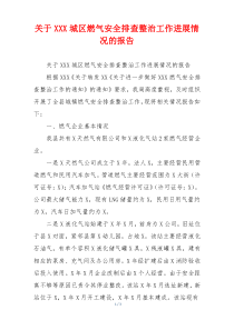 关于XXX城区燃气安全排查整治工作进展情况的报告