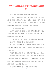 关于XX市领导外出招商引资考察的专题报告