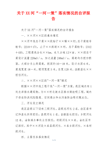 关于XX河“一河一策”落实情况的自评报告