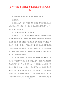 关于XX镇乡镇财政资金管理自查情况的报告