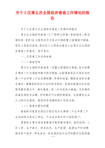 关于X区第五次全国经济普查工作情况的报告