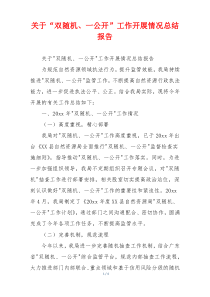 关于“双随机、一公开”工作开展情况总结报告