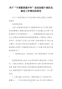 关于“干部素质提升年”活动加强干部队伍建设工作情况的报告