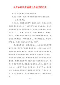 关于乡村民宿建设工作情况的汇报