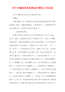 关于乡镇改革各机构运行情况工作总结