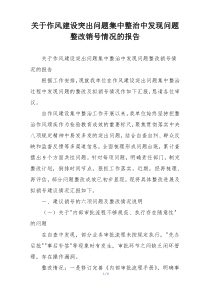 关于作风建设突出问题集中整治中发现问题整改销号情况的报告