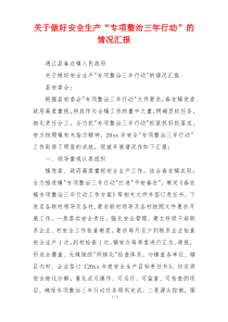 关于做好安全生产“专项整治三年行动”的情况汇报