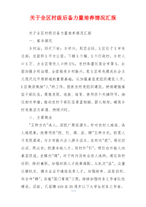 关于全区村级后备力量培养情况汇报