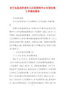 关于全县农村老年人日间照料中心专项治理工作情况报告