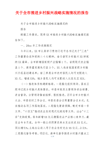 关于全市推进乡村振兴战略实施情况的报告